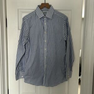 Charles Tyrwhitt extra slim fit button down in checker blue 15.5x33in